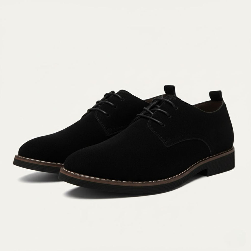 Men's Black Suede Dress Shoes – Comfortable Lace-Up Design for Formal and Smart-Casual Wear