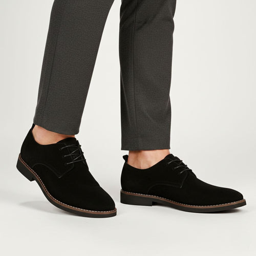 Men's Black Suede Dress Shoes – Comfortable Lace-Up Design for Formal and Smart-Casual Wear