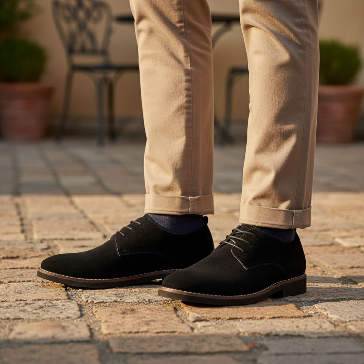 Men's Black Suede Dress Shoes – Comfortable Lace-Up Design for Formal and Smart-Casual Wear