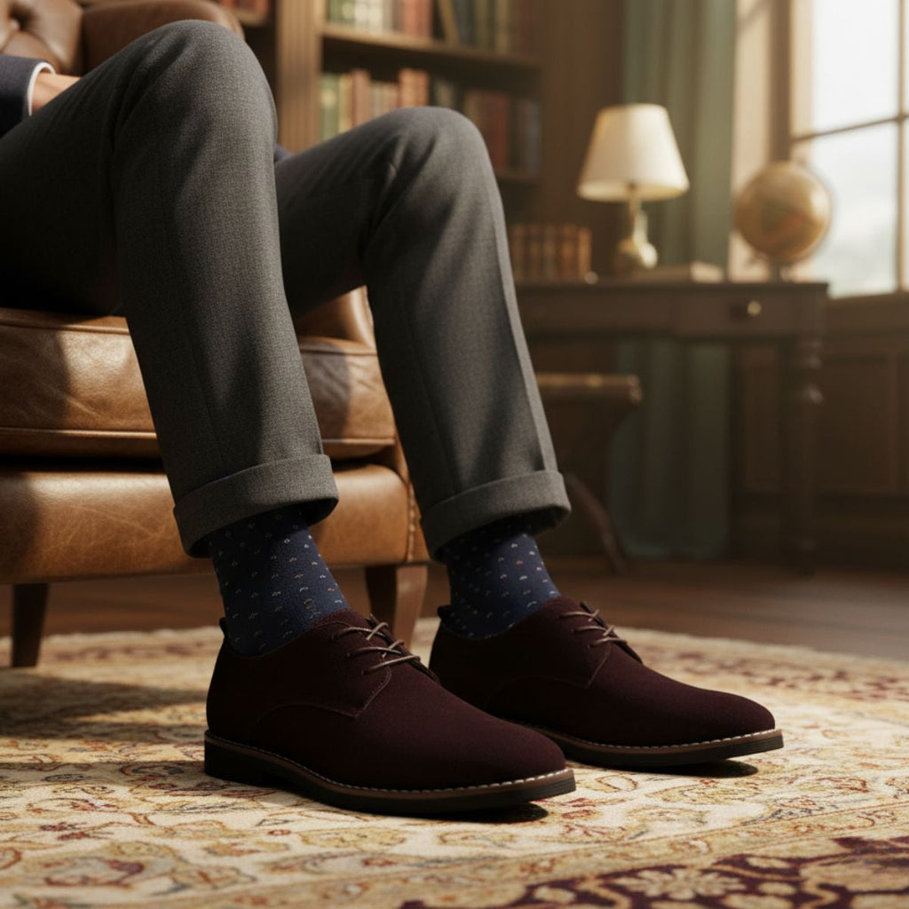 Men's Black Suede Dress Shoes – Comfortable Lace-Up Design for Formal and Smart-Casual Wear