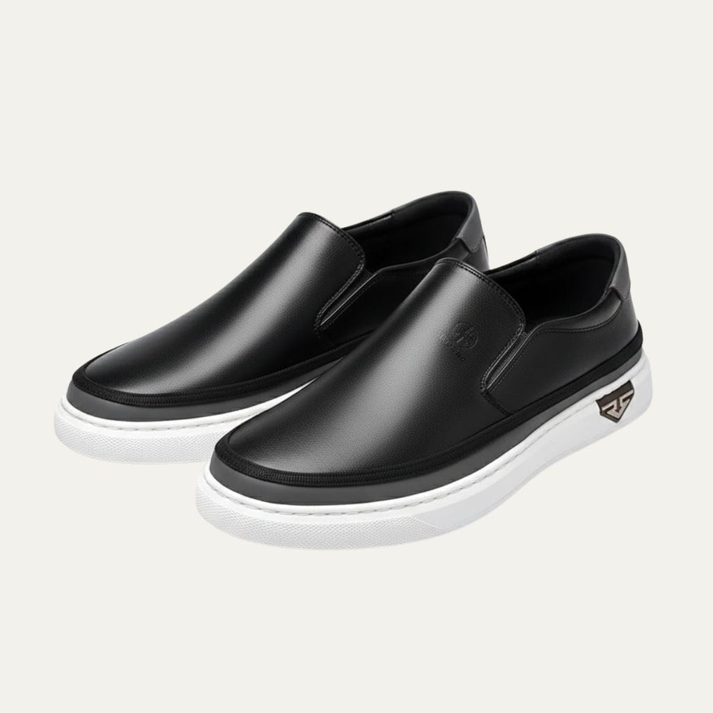 Men's Casual Slip-On Shoes in Genuine Leather – Comfortable Lightweight Footwear for Daily Wear and Travel