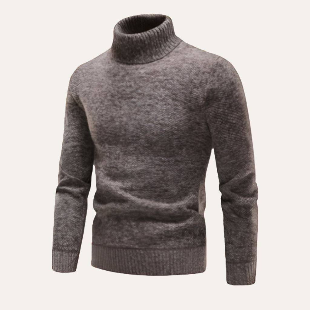 Men's Lightweight Merino Wool Turtleneck Sweater, Classic Fit for Layering, Soft Knit with Ribbed Cuffs