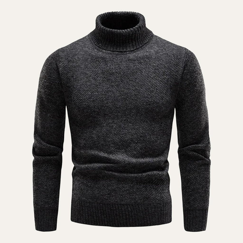 Men's Lightweight Merino Wool Turtleneck Sweater, Classic Fit for Layering, Soft Knit with Ribbed Cuffs