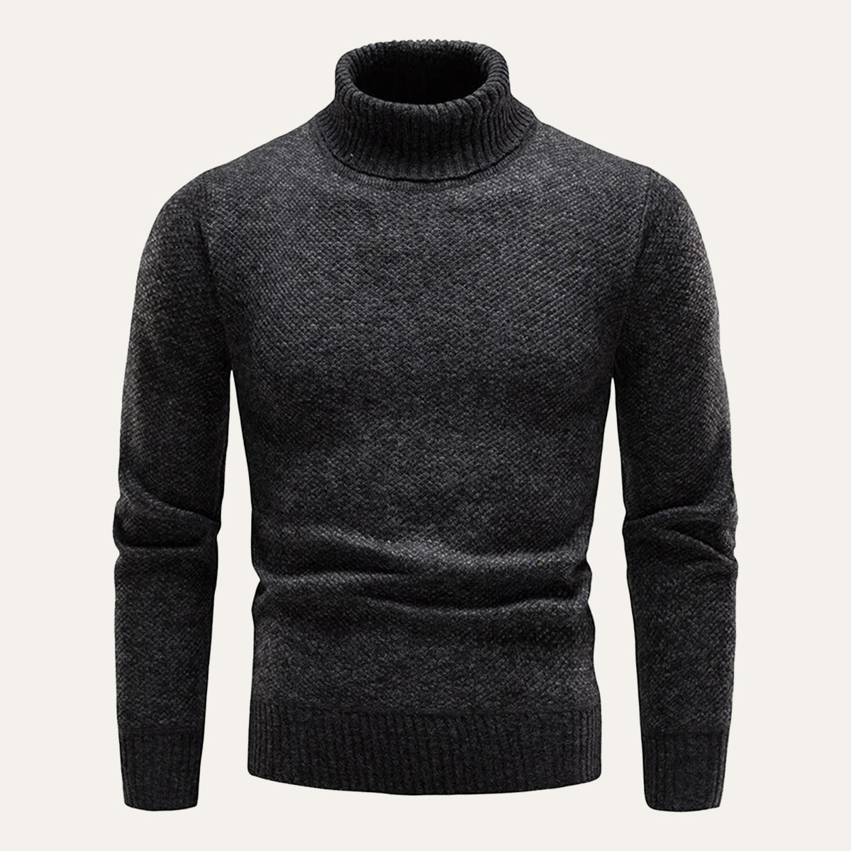 Men's Lightweight Merino Wool Turtleneck Sweater, Classic Fit for Layering, Soft Knit with Ribbed Cuffs