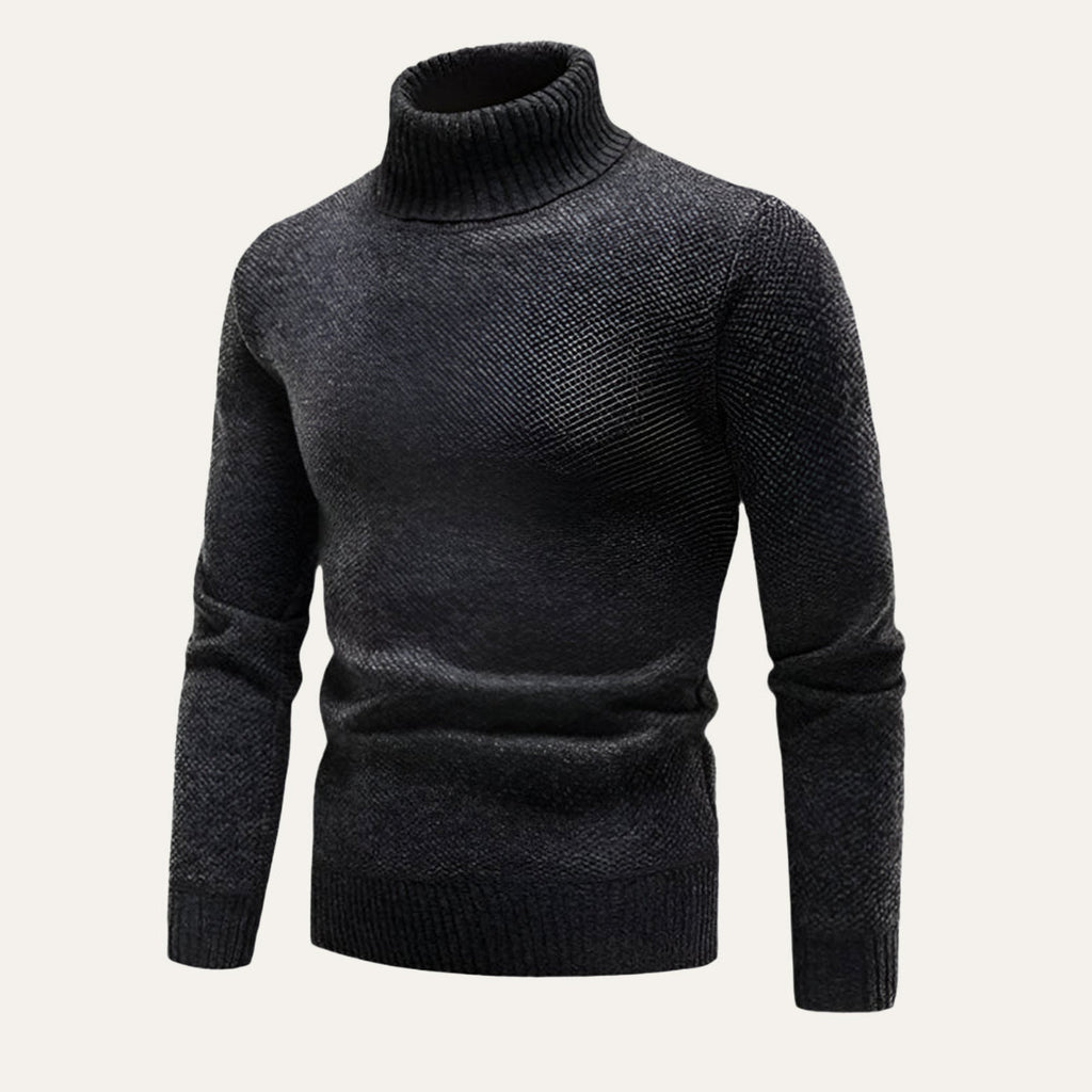 Men's Lightweight Merino Wool Turtleneck Sweater, Classic Fit for Layering, Soft Knit with Ribbed Cuffs