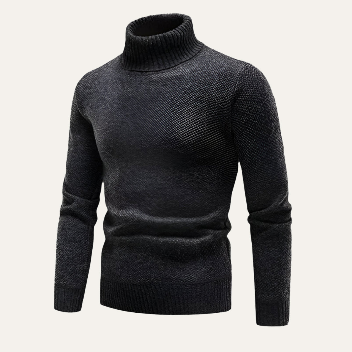 Men's Lightweight Merino Wool Turtleneck Sweater, Classic Fit for Layering, Soft Knit with Ribbed Cuffs