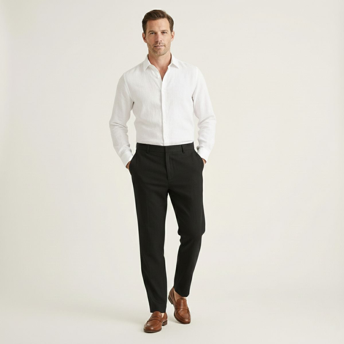 Men's Linen Capri Pants – Lightweight Breathable Summer Trousers with Relaxed Fit and Side Pockets
