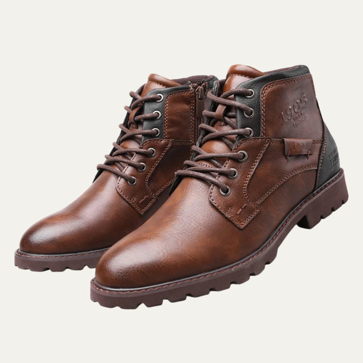 Men's Vintage Leather Ankle Boots with Lace-Up Closure – Durable, Stylish Short Boots for All-Day Comfort