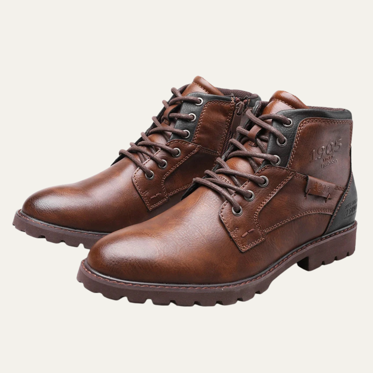 Men's Vintage Leather Ankle Boots with Lace-Up Closure – Durable, Stylish Short Boots for All-Day Comfort