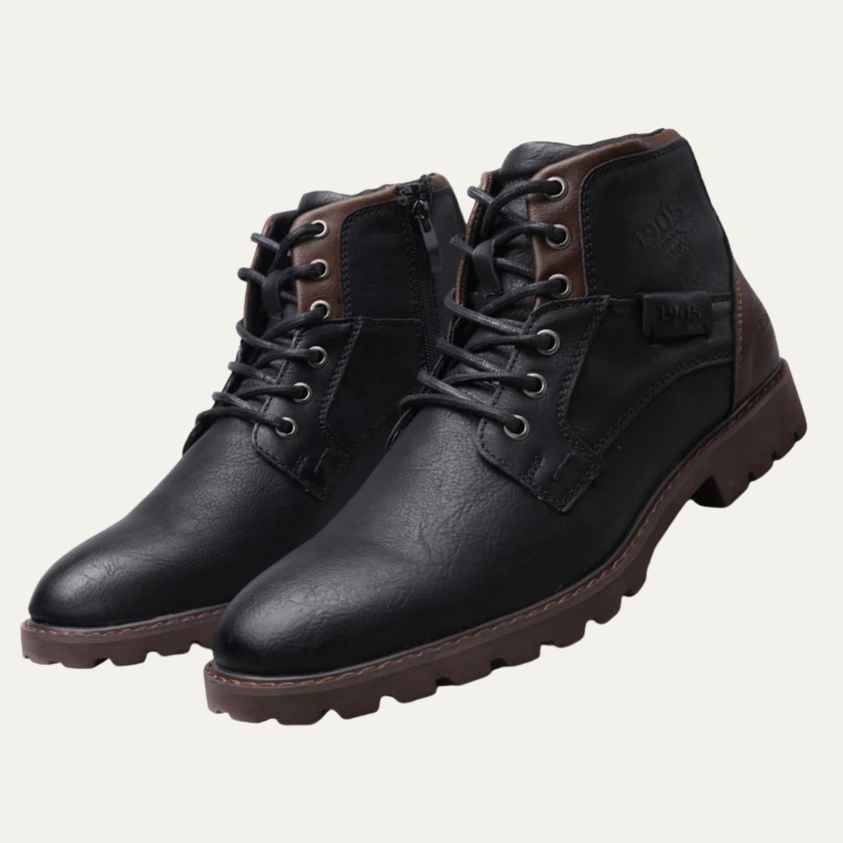 Men's Vintage Leather Ankle Boots with Lace-Up Closure – Durable, Stylish Short Boots for All-Day Comfort